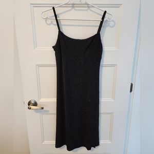 Y2K Ricki's black slip dress with subtle sparkly leopard print 🐆